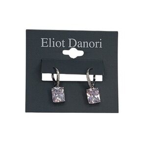 Eliot Danori Silver Tone Radiant Cut Crystal Drop Earrings
